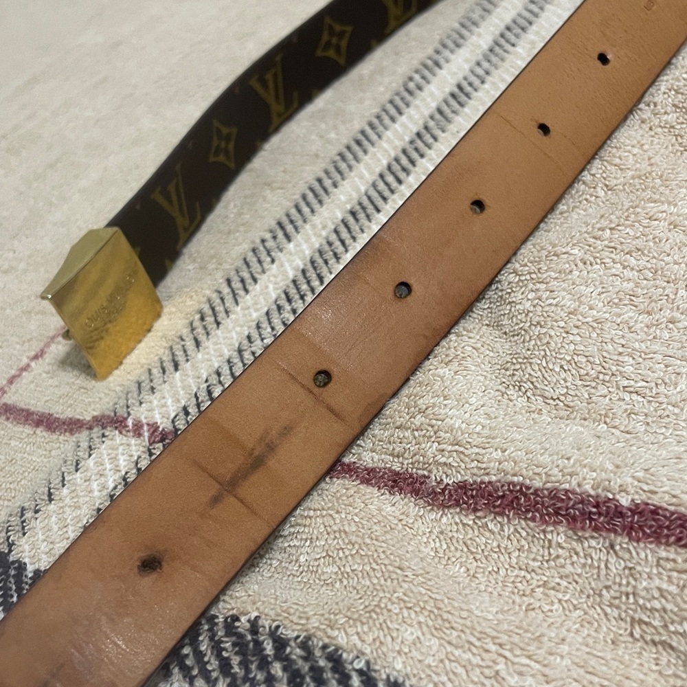Louis Vuitton Dark Monogram Belt with Gold Buckle Unisex - Picture 6 of 10